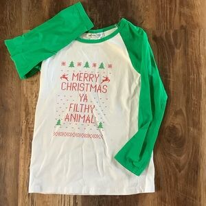 Green and White Kids Christmas Shirt